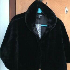 Vintage NWT Black FUR Cape Jacket